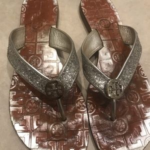 Silver Tori Burch Flats